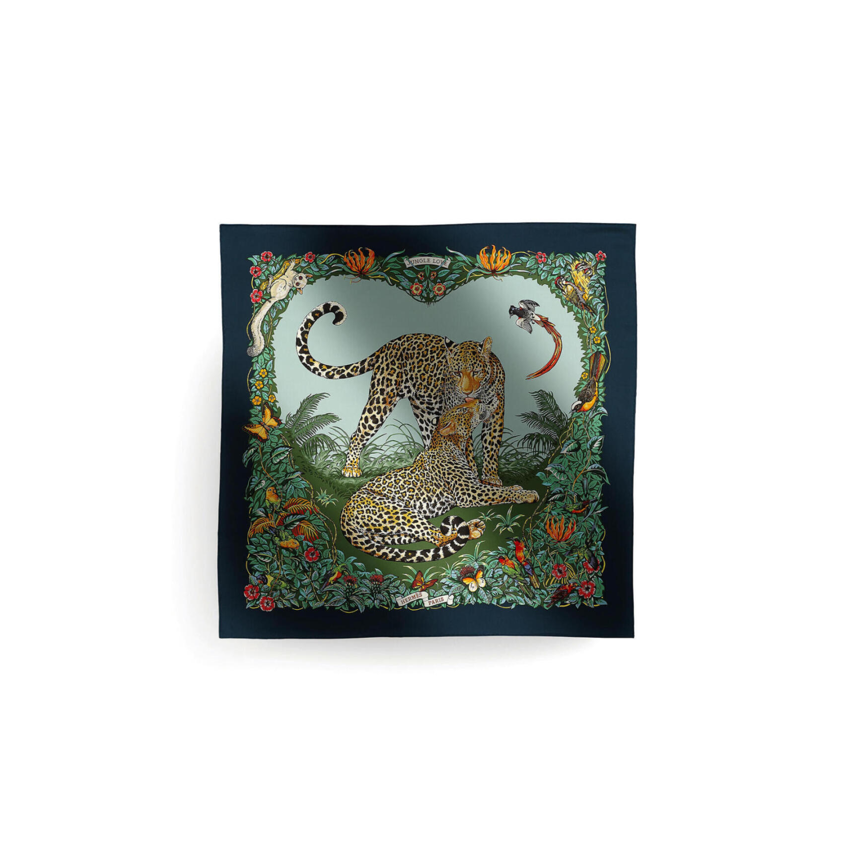 HERMES JUNGLE LOVE FOREVER SCARF 90 H001876S 29 (88.5*88.5cm)